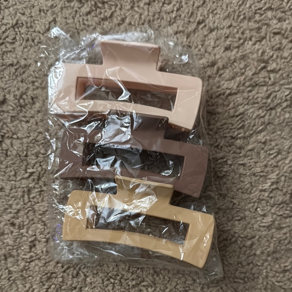 Set of Three Rectangular Hair Clips